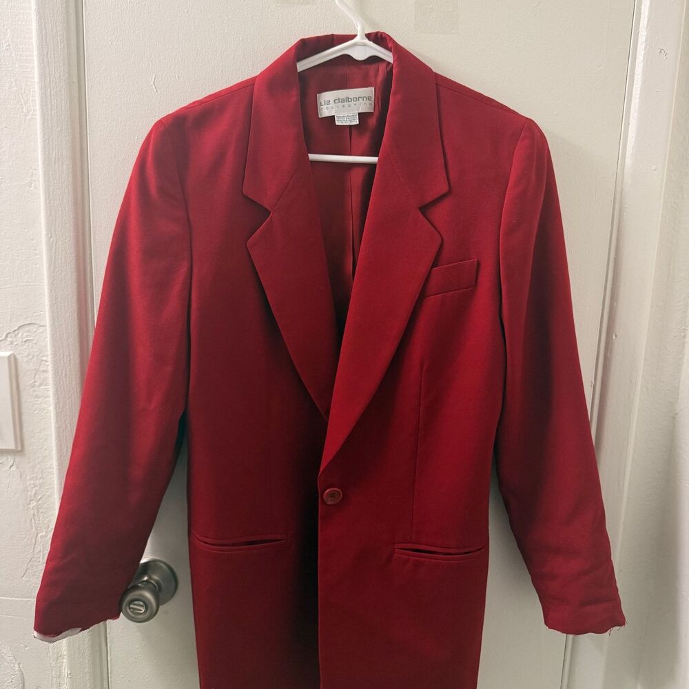 Liz Claiborne Collection Women's Blazer Size 6 Red Wool Classic Tailored